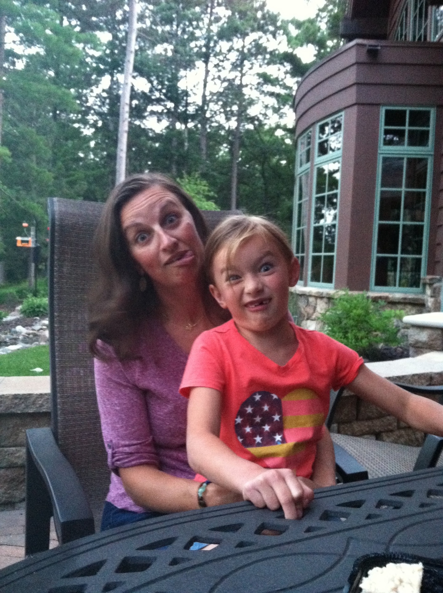 Silly faces on the patio