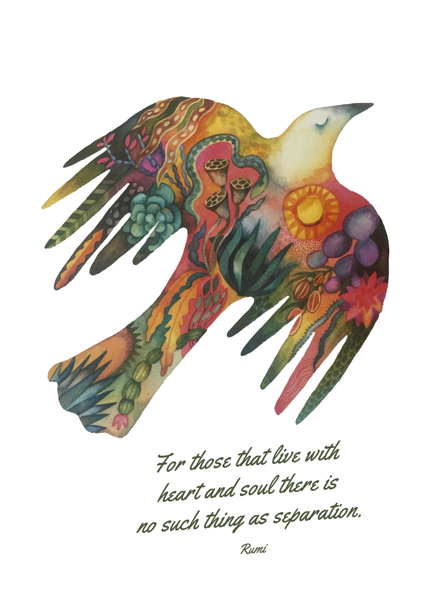 Rumi dove artwork with quote