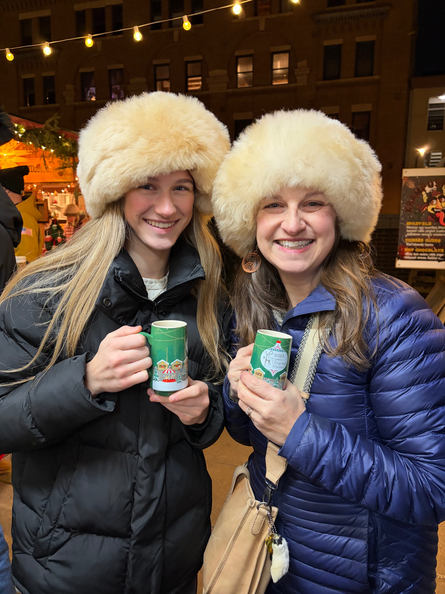 Erica and Lyla at the Christmas Market